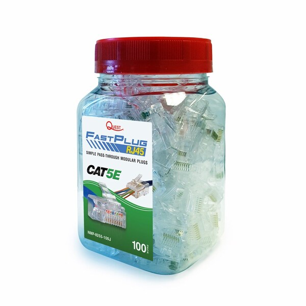 Fastplug Rj45 Pass-Through Modular Plugs, 100Pk - Cat5E, 8P8C